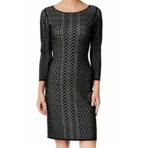 Calvin Klein women’s black and white chevron bodycon sweater dress